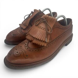 J.M. Weston Men's UK 9C--US 10C Derby Leather Brogue Golf Shoes Brown France